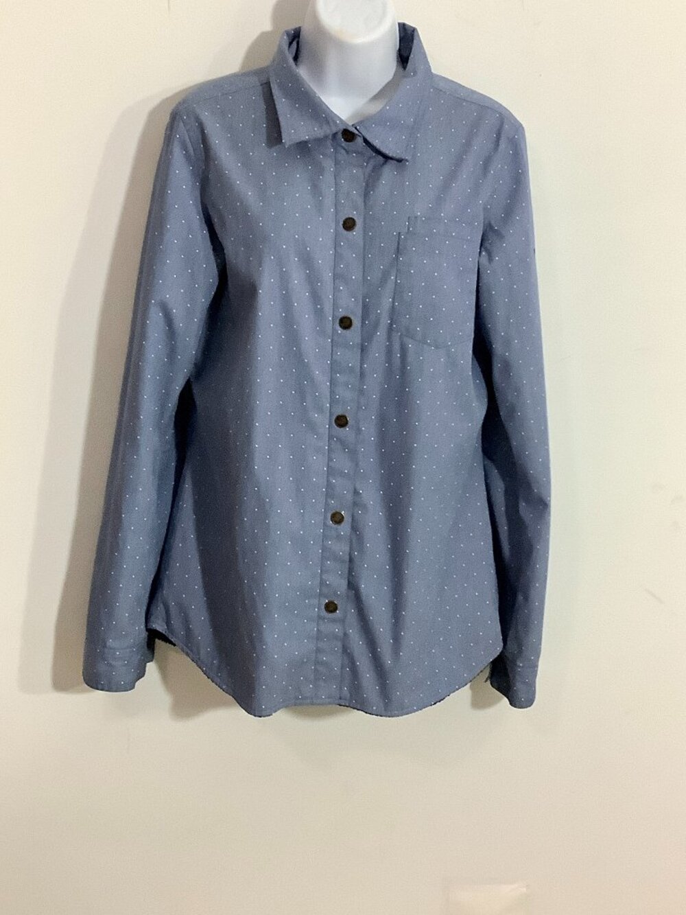 ROXY Lined Jacket Medium Blue / White Polka Dot Sherpa Lined Outdoor Functional